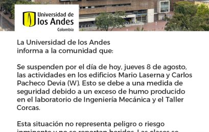Comunicado oficial de la Universidad de los Andes – Evacuados bloques ML y W