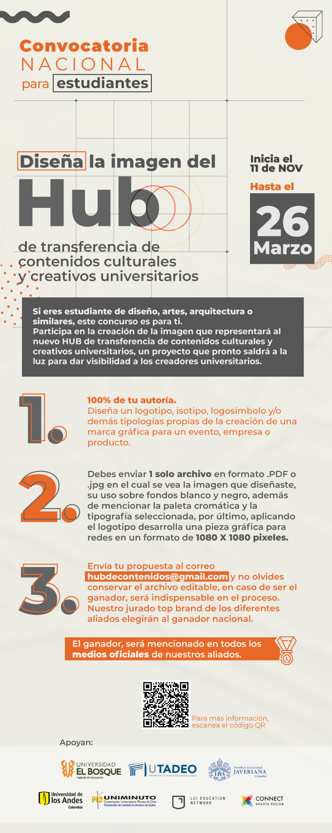Convocatoria nacional para estudiantes | Diseña la imagen del Hub de transferencia de contenidos culturales y creativos universitarios